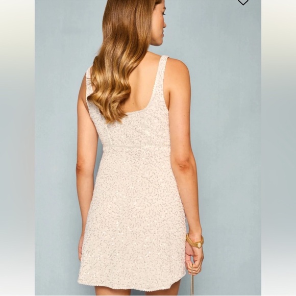 RIXO Ronan Mini Dress Squiggle Sequin Ivory - Picture 7 of 13